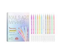 Uick Lot de 12 marqueurs professionnels pour nail art, à base d'eau, pointe fine de 0,5 mm, pointe fine de 0,5 mm, stylos de couleur unie pour femme et fille