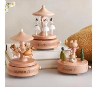 UIDMEN Boîte à Musique en Bois personnalisée, nom gravé, boîte à Musique rotative à manivelle, Objet de décoration de Bureau, Cadeau pour Nouveau-né, Enfant, Famille, Amis, Cadeau de Naissance