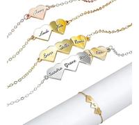 UIDMEN Bracelet personnalisé gravé au nom, bracelet en acier inoxydable plaqué or, personnalisé avec 1 à 4 noms, bijoux cadeaux pour couple, famille, amis, anniversaire, fête des mères, anniversaire,
