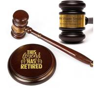 UIDMEN Ensemble personnalisé marteau de juge et bloc de son. Souvenir d'appréciation pour retraité. Cadeau pour juge, avocat,commissaire-priseur. Déco de bureau,départ à la retraite,remise de diplôme.