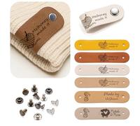 UIDMEN Étiquettes Cuir Personnalisées Articles Crochet, Gravure Texte Logo, Jolis Écriteaux Main Parfaits Bonnets Écharpes, Tricots, 7x1.9cm Avec Rivets