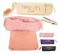 UIDMEN Personalized Hair Tool Organizer Bag, Custom Makeup & Hair Tool Travel Bag, Custom Name Birth Flower, Portable Travel Case for Styling Tools, Gifts for Mom, Wife, Girlfriend, Bride, Bridesmaids