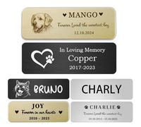 UIDMEN Plaque commémorative personnalisée pour Animaux de Compagnie, Portrait et nom de l'animal, Badge adhésif en Acier Inoxydable, Hommage pour Chien, Chat ou Autre Animal de Compagnie