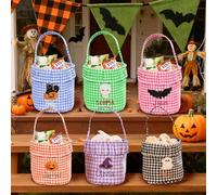 UIDMEN Sac à Bonbons personnalisé pour Halloween, Motif et nom de Broderie personnalisés, Grand Seau à Bonbons pour Enfants, Sac d'épicerie réutilisable pour collations, Cadeaux pour Enfants, Filles