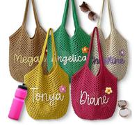 UIDMEN Sac de plage personnalisé pour femme, sac fourre-tout en paille avec nom personnalisé, sac week-end, sac à main décontracté bohème, cadeaux pour maman, épouse, petite amie, anniversaire