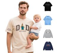 UIDMEN Sweatshirt Personnalisé avec Broderie pour Papa | T-Shirt du Jour de Père | Chemise Portrait de Dad | Cadeau pour Nouveau Papa, Grand-père, Meilleur Dad| Cadeaux pour Mari, Anniversaire