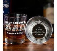 UIDMEN Verre à whisky personnalisé Papa », verre à bourbon 30 cl « Meilleur papa », photo et nom personnalisés, cadeau pour la fête des pères, verre à whisky Old Fashioned