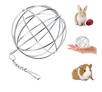 UIEECAGA Pet Herbe Boule en Acier Inoxydable, Sphère Treat Cochon d'Inde Hamster Rat Lapin Feed Distributeur à Suspendre Boule Jouet pour Petits Animaux