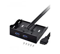 UieoKakeh Adaptateur USB 3.0 19 Broches en Façade vers Support Métallique 2 Ports, Câble D'Extension USB 3.0 3,5 Pouces pour Hub USB de PC de Bureau
