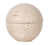 UieoKakeh Brûleur D'Encens en Forme de Sphère en Travertin Beige, Pierre de Marbre, Décoration D'Intérieur, Ornement Rond Religieux A