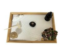 UieoKakeh Jardin Japonais pour Bureau avec Sable Blanc, Bonsaï Artificiel, Rochers, Râteaux - Kit de Sable - Décoration de Bureau