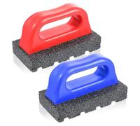 UieoKakeh Outil de Lissage Du Béton - Lot de 2 Briques à Récurer avec Poignées, Outils de Maçonnerie Grain 20, Rouge et Bleu