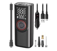 UieoKakeh Pompe à Air Électrique Portable pour Vélo Mini, 6000mAh, Compresseur de Chargement Manuel et pour Voiture, Gonfleur Chargeur à Double Usage.