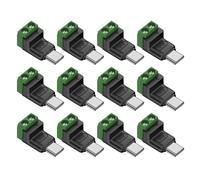 UieoKakeh pour Téléphone Mobile Compatible PC, 12PCS Type C Mâle vers Adaptateur de Terminal Vert 2 Broches 5V/9V/12V sans Soudure, Connecteurs USB à Connexion