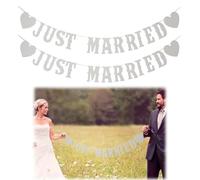 UIEXAY 2 Pièces Banniere Just Married Guirlande Mariage,Banderole Mariage Just Married,Décoration Mariages Vintage,Deco Mariages,Banderole Vive Les Mariés Pour Fête De Jardin, Voiture, Mariage
