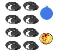 UIEXAY 8 pcs moule à tartelette, 10cm Antiadhésifs de à Quiche, Ronde Tarte à Fond Amovible, Moule à Tarte Cannelé Fond Amovible Moule à Quiche pour La Pâtisserie Maison