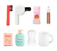 UIEXAY 8 pièces Maison de poupée Meubles Miniatures Articles de Toilette Accessoires Miniatures pour Maison de Poupée Décoration de maison de poupée Mini Jouet,accessoires barbie