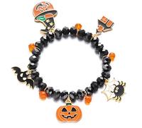 UIEXAY Bracelet De Perles D'Halloween Pendentif Chauve Souris Araignées Et Breloque Citrouille Bijoux Gothiques Bracelet Pour Amitié Accessoires Gothique Bijoux Pour Femme