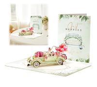 UIEXAY Carte Pop-Up Voiture De Mariage Just Married En 3D - Élégante Carte De Vœux De Félicitations Pour L'Union, Cadeau D'Argent Pour Le Voyage De Noces Et La Lune De Miel Du Couple De Mariés