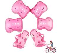 UIEXAY Protection Roller Enfant, Kit De Protection pour Patins À roulettes Vec Genouillères, Coudières Et Protèges-Poignets 6 en 1, Equipement De Protection pour Le Patinage À roulettes Scooter Rose