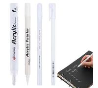 UIEXAY Set De 4 Stylos Opaques Basic Blanc Stylo Encre Gel Gelly Roll Blanc Pour La Décoration, Le Lettering, Le Dessin Et Le Diy (4 Tailles) (Blanc)