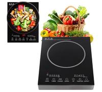 uifame Plaque de cuisson à induction infrarouge 3500 W, 1 plaque, plaque de cuisson électrique avec commande tactile et minuterie, plaque de cuisson à induction portable, plaque de cuisson en verre