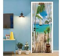 UIGFDSDF Stickers Porte Trompe l'oeil Effet 3D 83x204cm Poster de Porte Papier Peint Porte Muraux Intérieure par Autocollants Imperméable Amovible Salon Chambre Salle De Bain Cuisine, Vue sur la mer