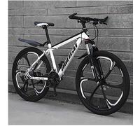 UIGJIOG 26 Pouces Vélos de Montagne Hommes, Haute teneur en Carbone en Acier Hardtail VTT, Vélo de Montagne avec Suspension Avant réglable Siège, 21 Vitesses, 6 Spoke,Blanc