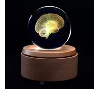 UIGJIOG Boule De Verre De Cristal 3D Modèle Anatomique du Cerveau Humain Presse-Papier Gravé Au Laser avec Base De LED Colorée Cadeau Scientifique,5x5x8cm
