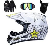 UIGJIOG Casque de Moto pour Enfant Motocross Cross Off-Road, D. O. T Standard Enfants Quad Bike VTT Go Karting Casque,Blanc,S(52~53cm)