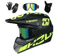 UIGJIOG Casque Moto Cross Enfant Certifié D.O.T avec Lunettes Gants - VTT Intégral - 4 Tailles de Doublure, C