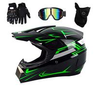 UIGJIOG Casque Moto Enfant, Casque de Cross pour Enfant, avec Goggle/Gants/Masque, D. O. T Standard, pour BMX MTB Quad Enduro ATV Scooter, M, L (56~57cm)