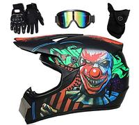 UIGJIOG Casque Moto Enfant, Casque de Cross pour Enfant, avec Goggle/Gants/Masque, D. O. T Standard, pour BMX MTB Quad Enduro ATV Scooter, P, L (56~57cm)