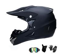 UIGJIOG Casque Moto Enfant,Casque de Cross pour Enfant Casque Downhill pour Enfants, avec Goggle/Gants/Masque,D. O. T Standard,pour BMX MTB Quad Enduro ATV Scooter,A,XL(58~59cm)