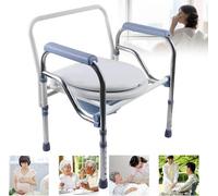 UIGJIOG Chaise de Toilette Portable Sedia WC pieghevole Con maniglie di sicurezza e cassettiera Altezza regolabile sgabello doccia in Acciaio INOX strutttura in plastica antiscivolo