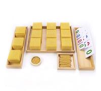 UIGJIOG Mathématiques Montessori Bois Banque De Base Décimale Jeu Set, Jeu De Banque De Perles d'or Montessori Math Formation Jouets Éducatifs 1-10000 Early Education Teaching Aids