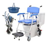 UIGJIOG Soft Chair, Chaise Douche Pliable Personnes âgées avec roulettes Sedia Comoda WC Anziani Comoda WC Anziani Rotelle Sedia da Doccia Anziani Morbido Cuscino Carrozzina Doccia Disabili