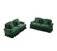 UIHECTA Canapé Bulle Confortable Style Mi-Siècle, Sofa Modulaire d'angle avec Ottoman Mobile, Jupe Amovible et Bras Élégants Évasés, pour Bureau Chambre et Salon,Vert,4Seat A