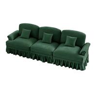 UIHECTA Canapé Bulle Confortable Style Mi-Siècle, Sofa Modulaire d'angle avec Ottoman Mobile, Jupe Amovible et Bras Élégants Évasés, pour Bureau Chambre et Salon,Vert,3Seat