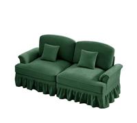 UIHECTA Canapé Bulle Confortable Style Mi-Siècle, Sofa Modulaire d'angle avec Ottoman Mobile, Jupe Amovible et Bras Élégants Évasés, pour Bureau Chambre et Salon,Vert,2Seat