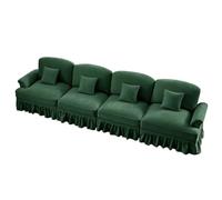 UIHECTA Canapé Bulle Confortable Style Mi-Siècle, Sofa Modulaire d'angle avec Ottoman Mobile, Jupe Amovible et Bras Élégants Évasés, pour Bureau Chambre et Salon,Vert,4Seat B