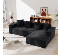 UIHECTA Canapé d'angle Cloud avec MéRidienne en L, Canapé Moderne en Velours CôTelé pour Salon, Canapé en Mousse à MéMoire Forme avec Assise Profonde, Aucun Assemblage Requis,Noir