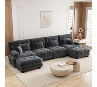 UIHECTA Canapé d'angle Modulaire Pouf, Canapé d'angle Cloud en U/L avec MéRidienne Confortable, Coussins Doubles, Tissu Chenille Doux, Canapé d'angle Profond Et Surdimensionné,A,173.2" U~Shape