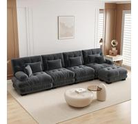 UIHECTA Canapé d'angle Modulaire Pouf, Canapé d'angle Cloud en U/L avec MéRidienne Confortable, Coussins Doubles, Tissu Chenille Doux, Canapé d'angle Profond Et Surdimensionné,A,173.2" L~Shape