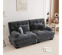 UIHECTA Canapé d'angle Modulaire Pouf, Canapé d'angle Cloud en U/L avec MéRidienne Confortable, Coussins Doubles, Tissu Chenille Doux, Canapé d'angle Profond Et Surdimensionné,A,94.4" L~oveseat