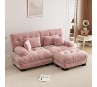 UIHECTA Canapé d'angle Modulaire Pouf, Canapé d'angle Cloud en U/L avec MéRidienne Confortable, Coussins Doubles, Tissu Chenille Doux, Canapé d'angle Profond Et Surdimensionné,C,94.4" L~Shape