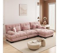 UIHECTA Canapé d'angle Modulaire Pouf, Canapé d'angle Cloud en U/L avec MéRidienne Confortable, Coussins Doubles, Tissu Chenille Doux, Canapé d'angle Profond Et Surdimensionné,C,133.8" L~Shape