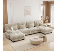 UIHECTA Canapé d'angle Modulaire Pouf, Canapé d'angle Cloud en U/L avec MéRidienne Confortable, Coussins Doubles, Tissu Chenille Doux, Canapé d'angle Profond Et Surdimensionné,B,173.2" U~Shape
