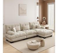 UIHECTA Canapé d'angle Modulaire Pouf, Canapé d'angle Cloud en U/L avec MéRidienne Confortable, Coussins Doubles, Tissu Chenille Doux, Canapé d'angle Profond Et Surdimensionné,B,133.8" L~Shape