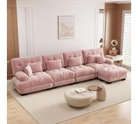 UIHECTA Canapé d'angle Modulaire Pouf, Canapé d'angle Cloud en U/L avec MéRidienne Confortable, Coussins Doubles, Tissu Chenille Doux, Canapé d'angle Profond Et Surdimensionné,C,173.2" L~Shape